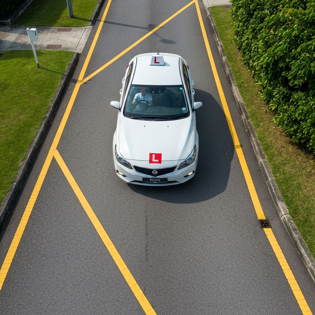 Driving lesson practice on a Singapore road
